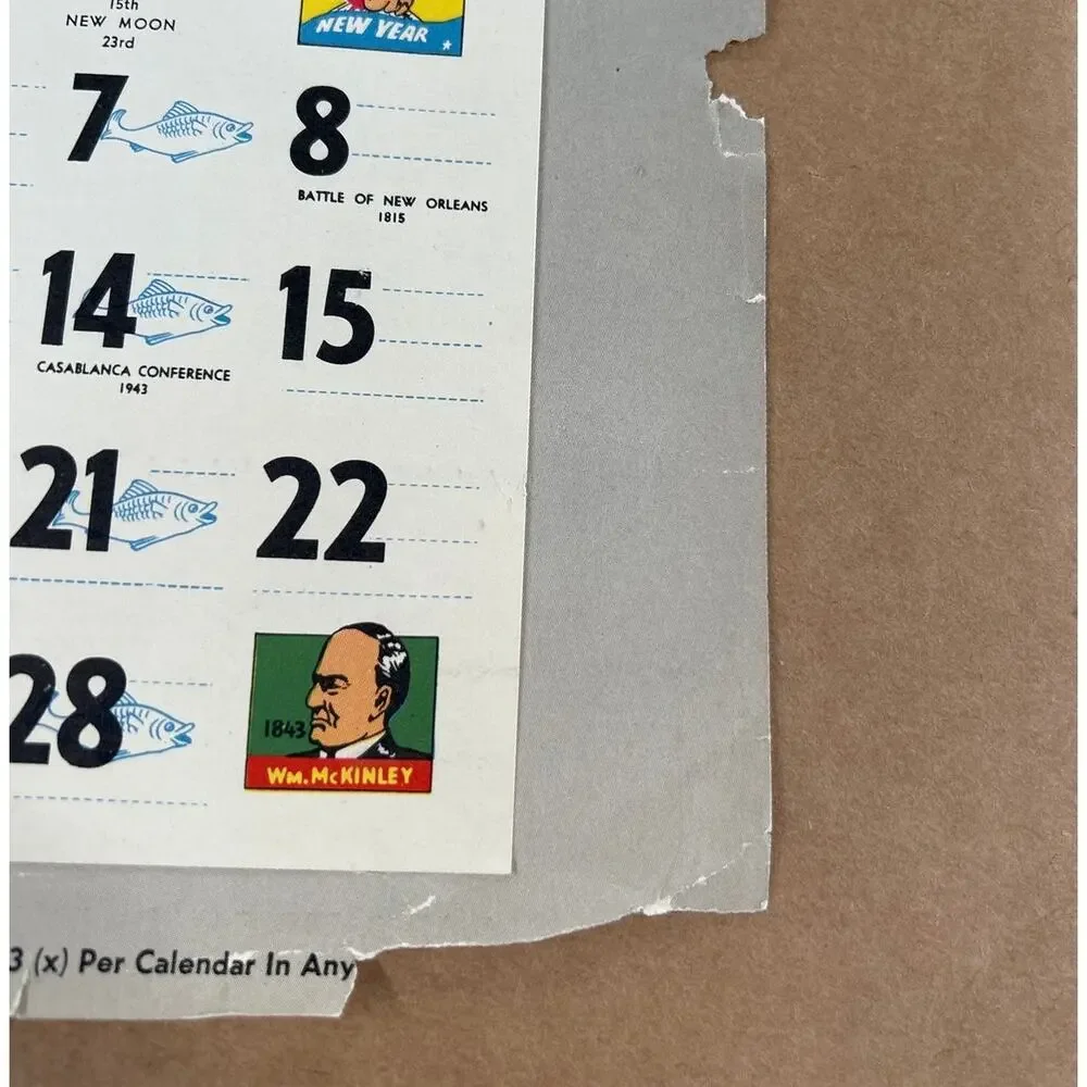 Large Salesmen Sample Calendar Pin up 1955